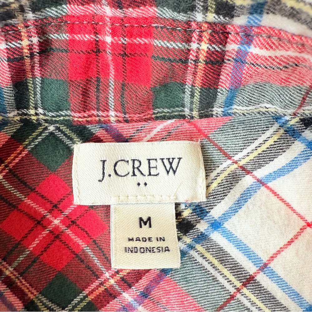 J Crew Women Plaid Button Down Shirt Size M Red Long Sleeve Cotton - Picture 2 of 4